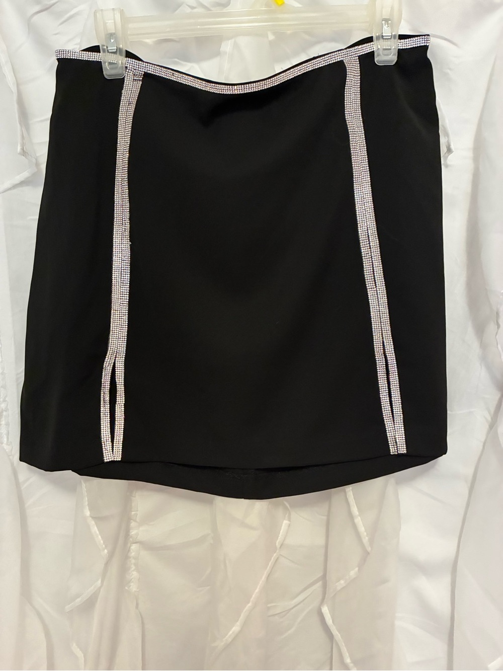 New Black Mini Skirt with Rhinestone Trim